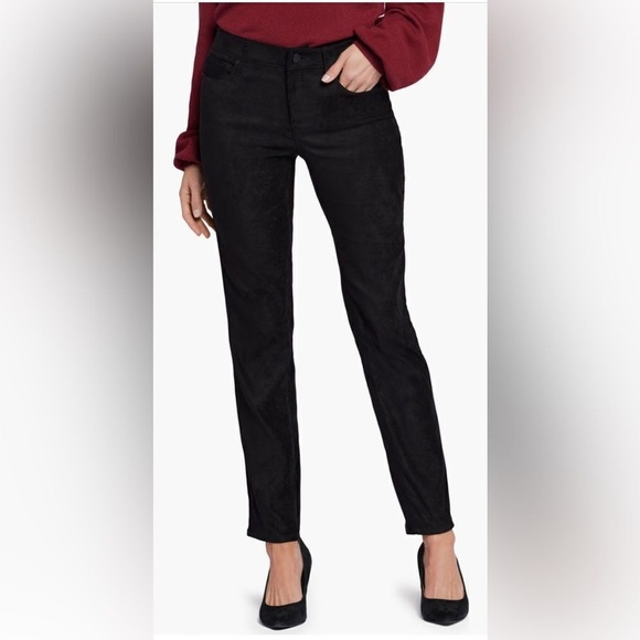 NYDJ SUEDE LIKE BLACK PANTS/ LEGGINGS, SIZE 14P - Picture 1 of 10